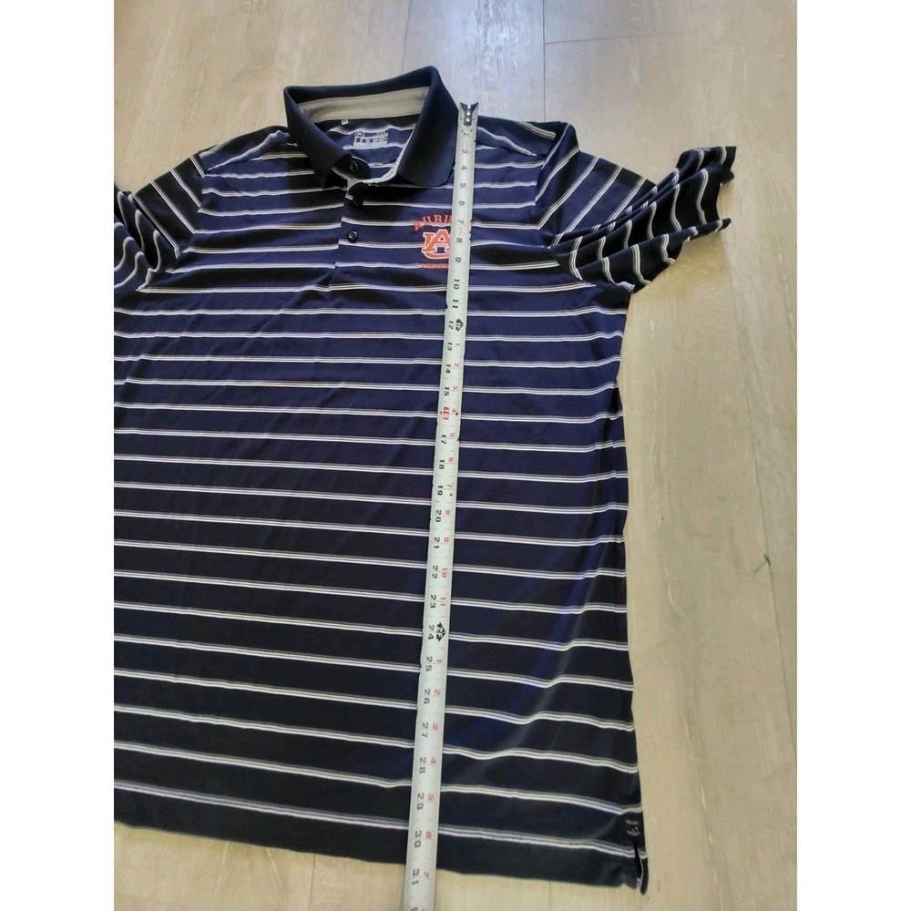 Under Armour Auburn Tigers Mens XL Navy Blue Striped HeatGear Loose Polo Shirt - Picture 4 of 6